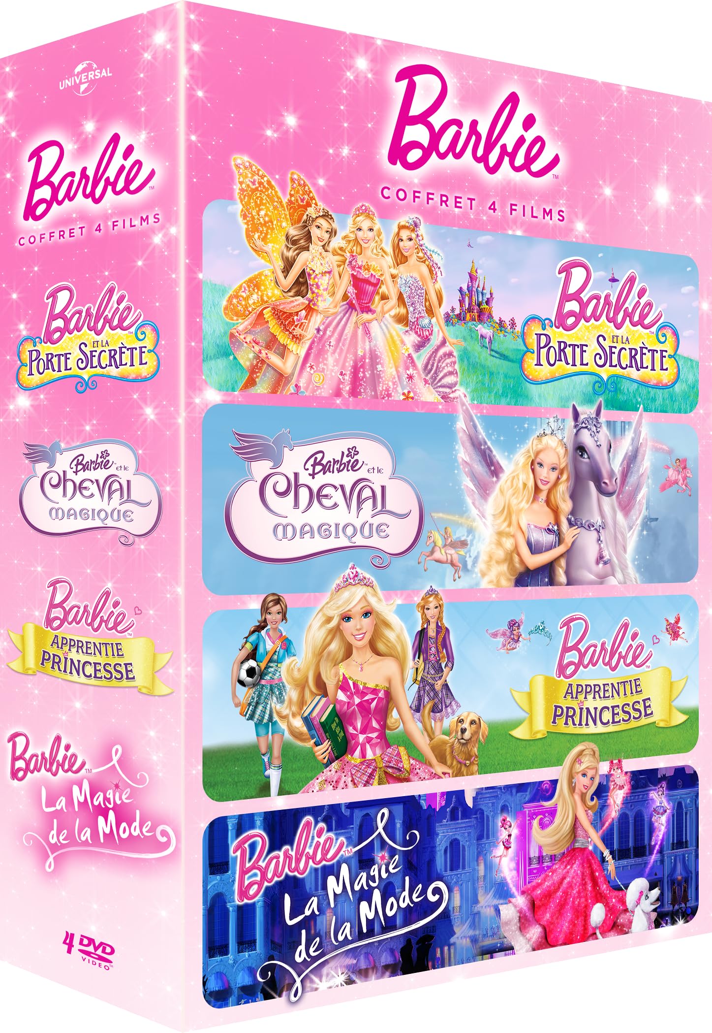 Barbie - Coffret 4 films : Barbie et la porte secrète + Barbie et le cheval magique + Barbie apprentie princesse + Barbie - La magie de la mode [Pack]