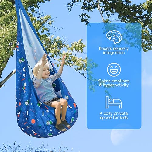 Miniatura 2 de Columpio sensorial, columpio para niños pequeños, hamaca colgante con almohada inflable y correas ajustables para interiores y exteriores, soporta
