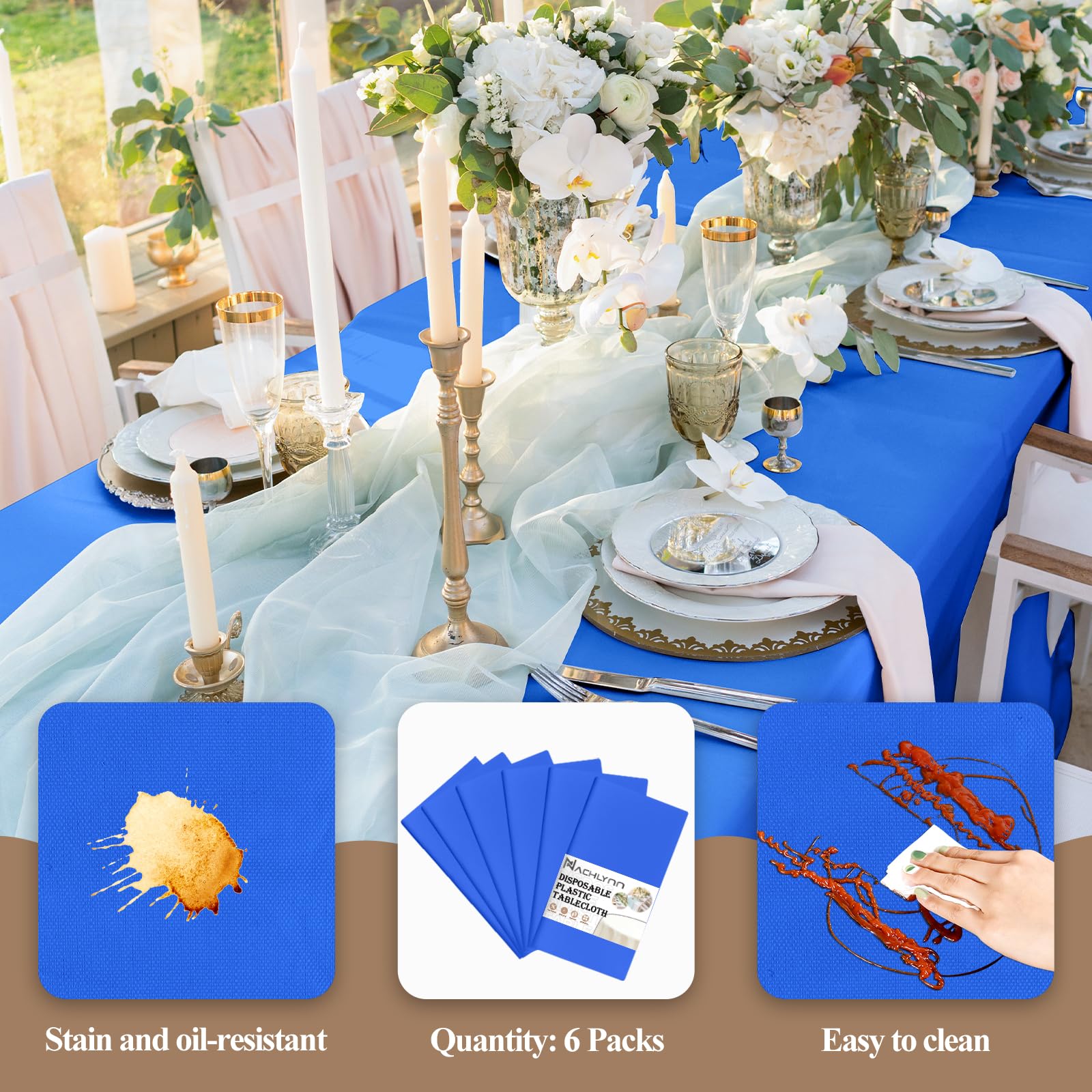 Tovaglia Usa E Getta Bianca, 6 Pezzi, Impermeabile, 137x274 Cm, Per Compleanni, Feste, Matrimoni, Natale