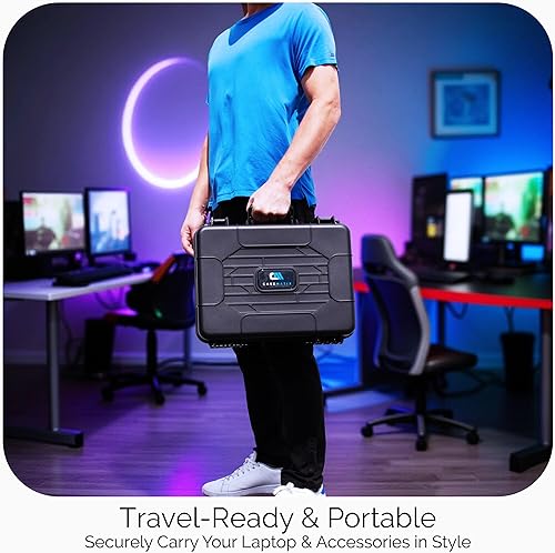 Miniatura 3 de CASEMATIX Funda rígida para laptop de 15.6 pulgadas – Funda de transporte de viaje resistente a prueba de golpes con protección de espuma para