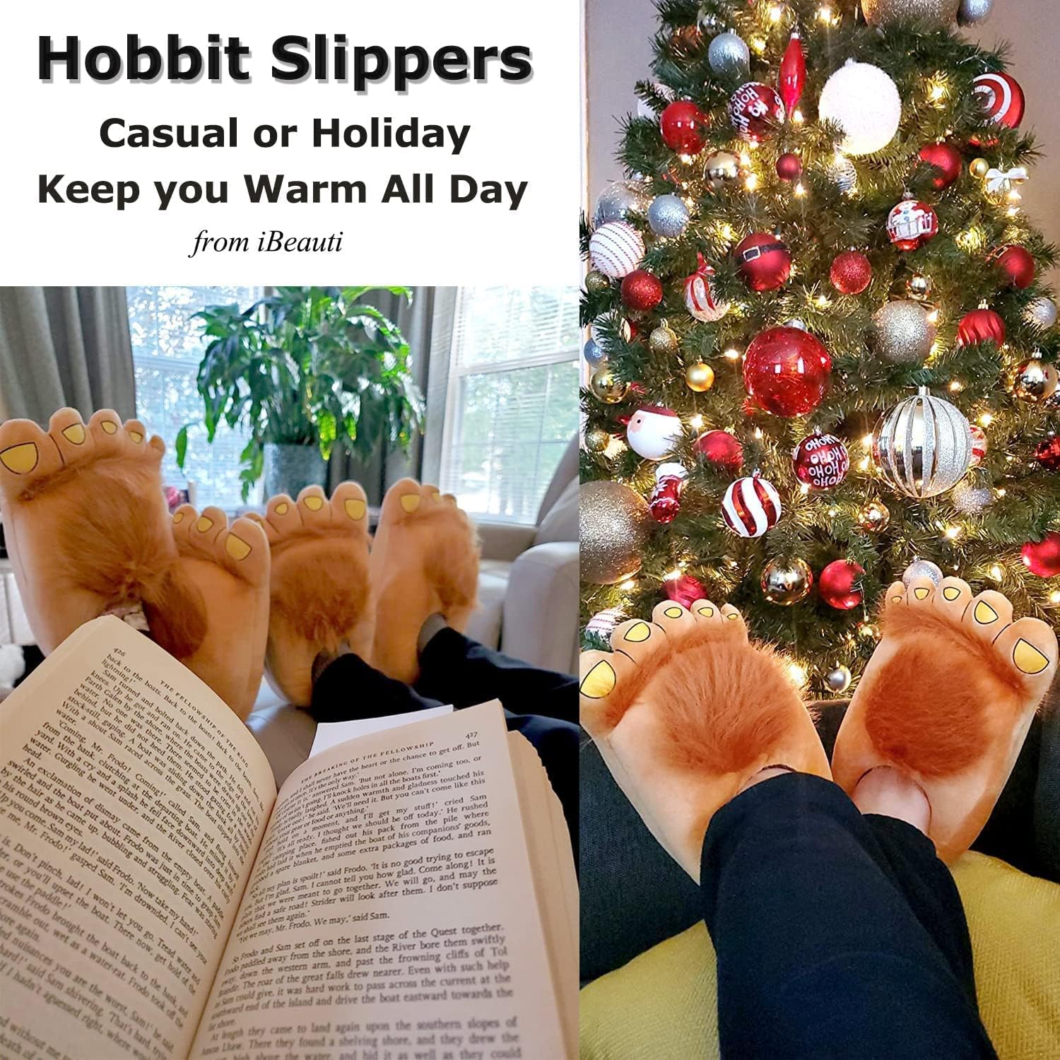 Ibeauti Couples Men/Women Hobbit Feet Slippers Family Novelty Costume Slippers