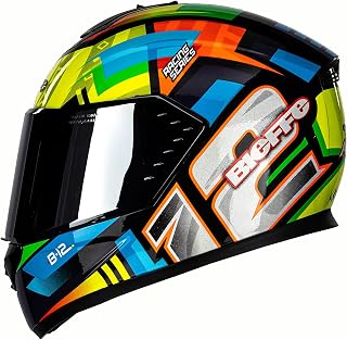 Capacete Moto Bieffe B12 Aragon + Viseira Camaleão Tamanho 60, Cor: Preto/Color