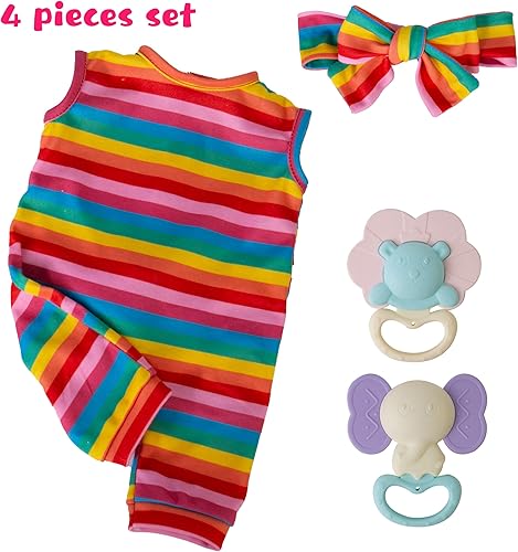 Miniatura 2 de EKOKIZ Ropa de muñecas Reborn para niña, ropa de muñeca colorida de 17 a 22 pulgadas, ropa y accesorios para niñas recién nacidas