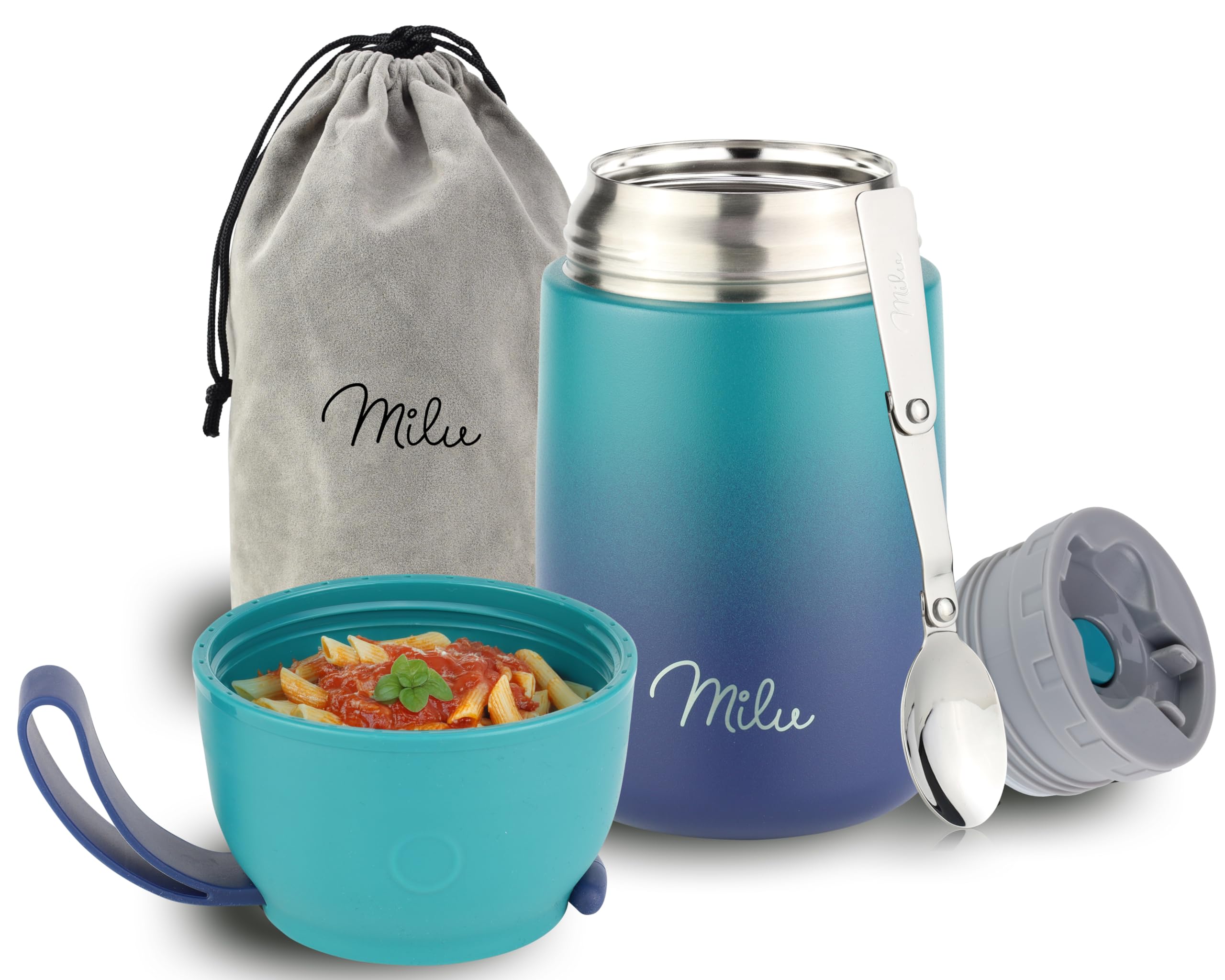 Milu Termo para Comida 300ml, 440ml, 450ml, 650ml, 800ml Taza Aislada, Botella de Acero Inoxidable Aislada para Alimentos, Beber y sopa de adultos A prueba de fugas Térmico (300ml/Bayas) — view 41