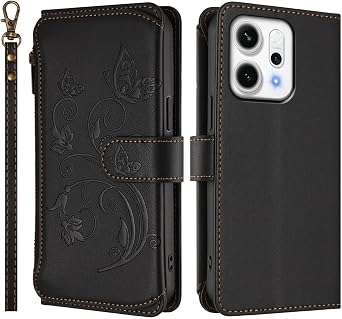 Flip Case for Oppo Reno 14 5G Wallet Cover with Card Holder PU Leather Kickstand Card Slots Case TPU Shockproof for Women Men Protective Shell Compatible with Oppo Reno 14 5G 5