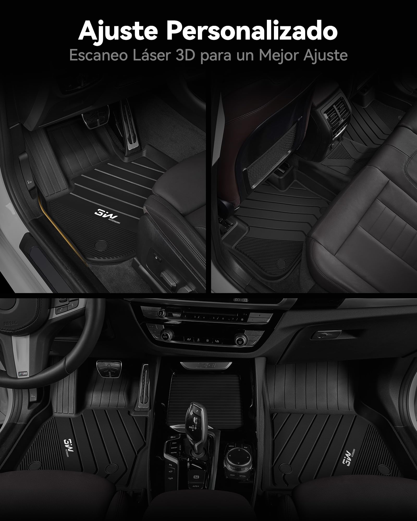 3W Alfombrillas de Coche para BMW X1 U11 2023-2026(Non para xDrive25e PHEV), Thorex™ Alfombrilla para Todo Tipo de Clima para BMW X1 la 1ª y 2ª Fila Juego Completo, Admite Perros, Accesorios, Negro