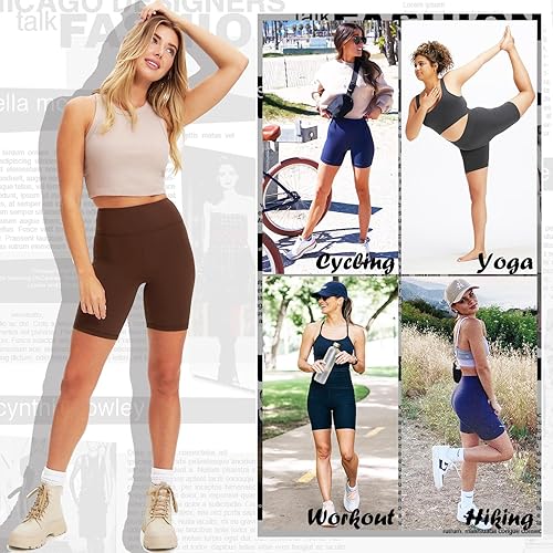 Miniatura 3 de NEW YOUNG 3 Pack Biker Shorts with Pockets for Women High Waisted 8 inch Tummy Control Black Workout Yoga Short Pants