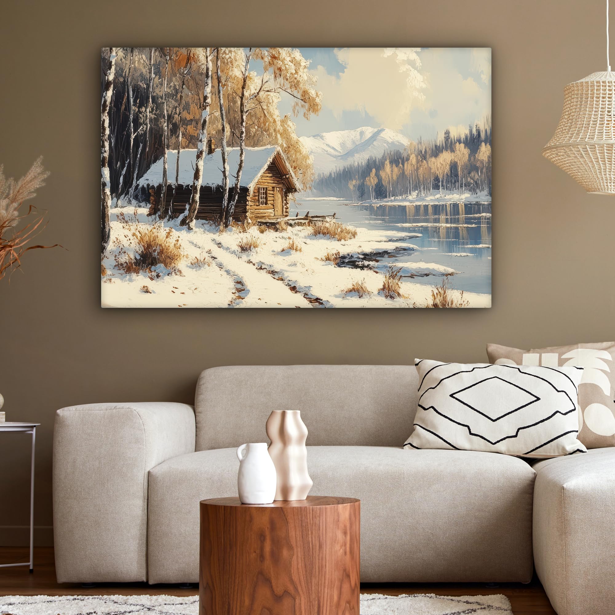 Tableau Déco Noël Sur Toile 60x40 Cm - Impression Haute Qualité, Cadre En Bois, Décoration Murale Hiver