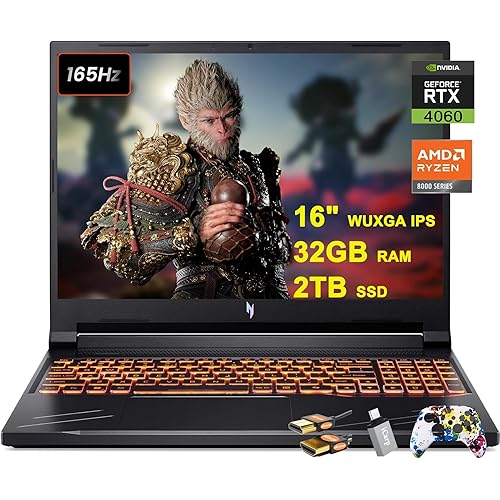 acer Nitro V 16 Gaming Laptop 16" WUXGA IPS 165Hz AMD Zen 4 Octa-Core Ryzen 7 8845HS (Beats i7-12700H) 32GB RAM 2TB SSD GeForce RTX 4060 8GB Backlit Win11 w/ICP Accessory