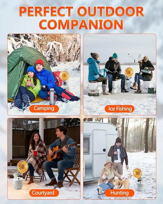 Breeze Touch 15,000 BTU Single Tank Top Propane Outdoor Heater, Propane Radiant Heater with 3 Heating Modes, Shut-off Valve and Tip-over Switch for Camping, Fishing, Garage, Patio