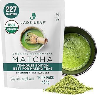 Jade Leaf Matcha Organic Ceremonial Grade Matcha Green Tea Powder - 100% Pure Japanese First Harvent Green Tea for Ceremonies, Usucha, Lattes 454g / 16 Ounce Bulk Pouch (Pack of 1)