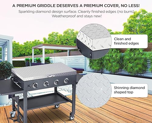 Miniatura 6 de Funda para plancha de 36 pulgadas, funciona para Blackstone Griddle Cover de 36 pulgadas, impermeable, con diamantes y letrero, soporte de trípode