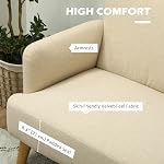 HOMCOM 55" Sofa pour les amoureux, 2 Couché de canapé Velvet avec 8.3" Padding épais et jambes en bois de caoutchouc, siège d'amour rembourré pour salon, chambre, bureau à la maison, blanc crème