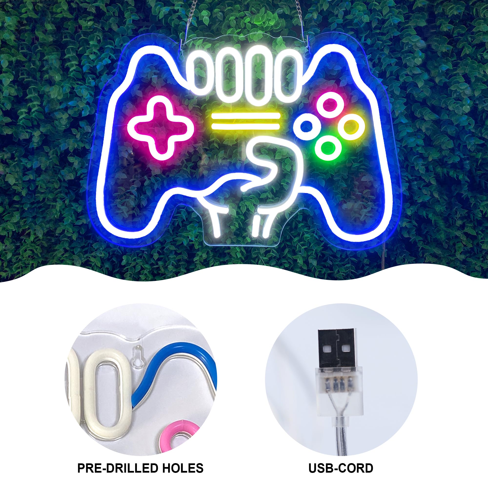 Insegna al neon a LED a forma di controller, adatta per la decorazione della stanza dei giochi, decorazione della stanza dei ragazzi, decorazione da parete per camera da letto, miglior regalo per
