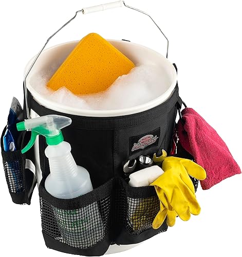 Miniatura 15 de Bucket Boss - Organizador para un cubo de 5 galones, con tela de secado rápido, bolsillos de malla exteriores para suministros de lavado de coche