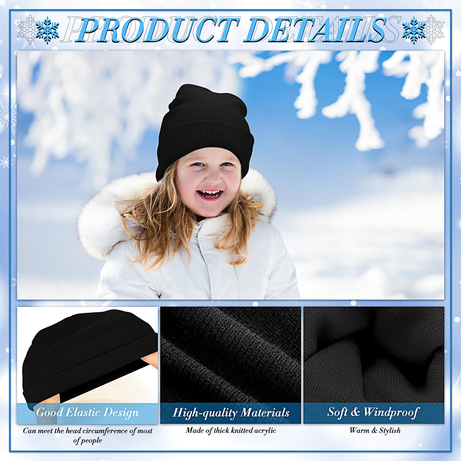 Xtinmee Wintermütze und Handschuhe für Kinder, warm, dehnbar, Vollfinger-Handschuhe, Unisex, kaltes Wetter, 100 Stück