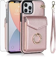 Vista 1 de Asuwish Funda de teléfono para iPhone 12 Pro iPhone12 6.1 Funda tipo cartera con protector de pantalla de vidrio templado y anillo de bloqueo RFID