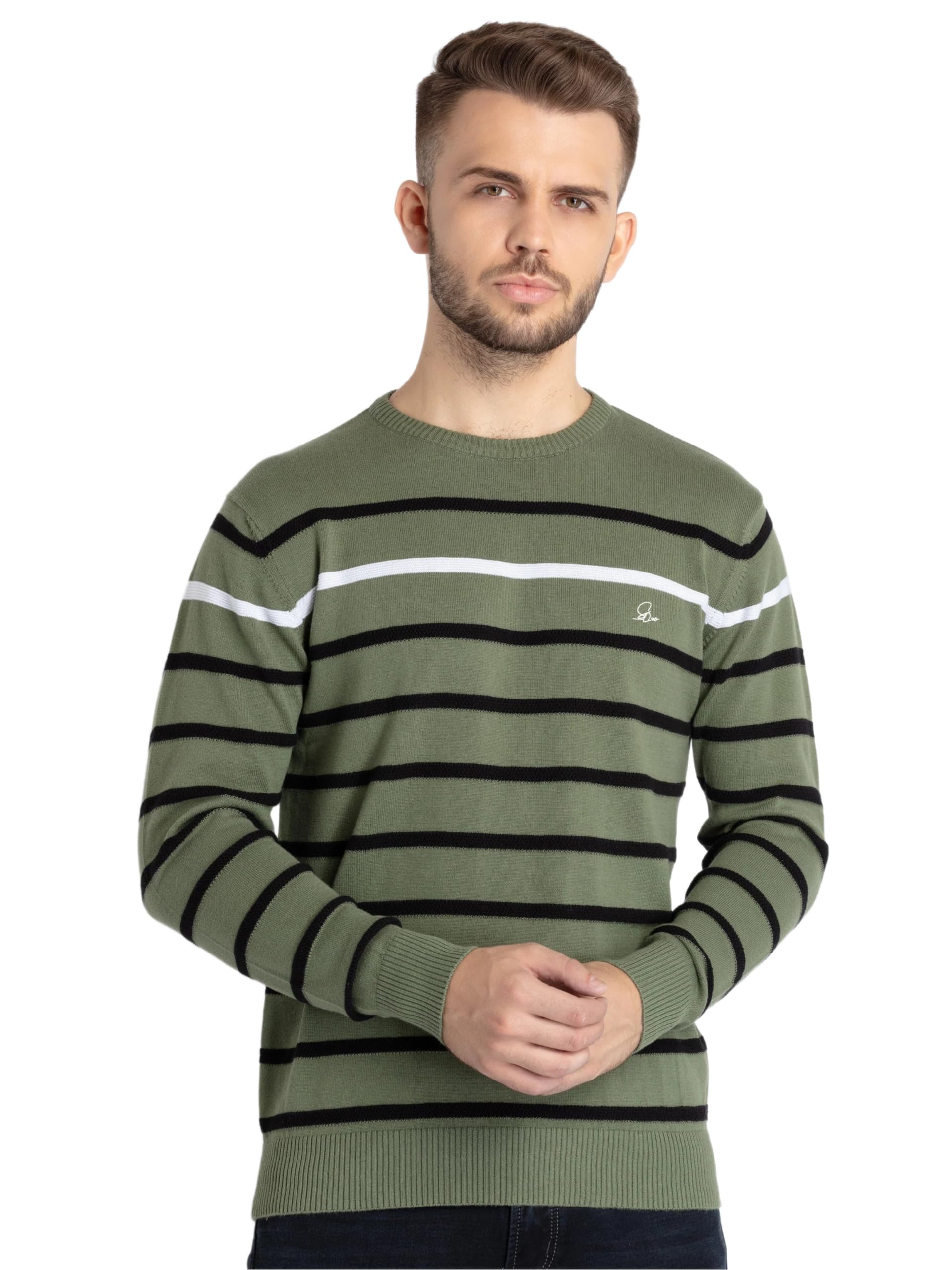 status quo Men's Round Neck Stripe Printed Regular Fit Sweater-picture-33