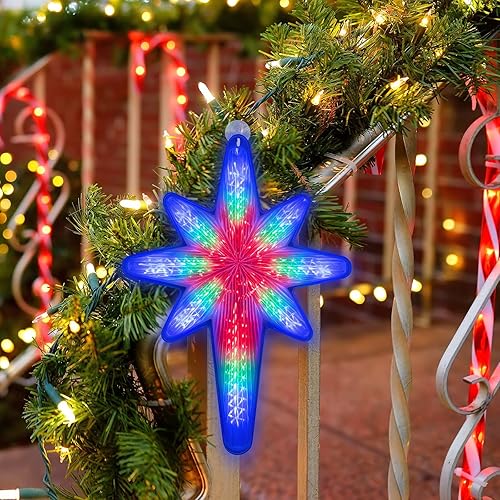 Miniatura 4 de LAMPHOME Estrella de Belén de 20 pulgadas con 44 luces LED con movimiento, estrella de Belén 3D, estrella digital para colgar en Navidad al aire