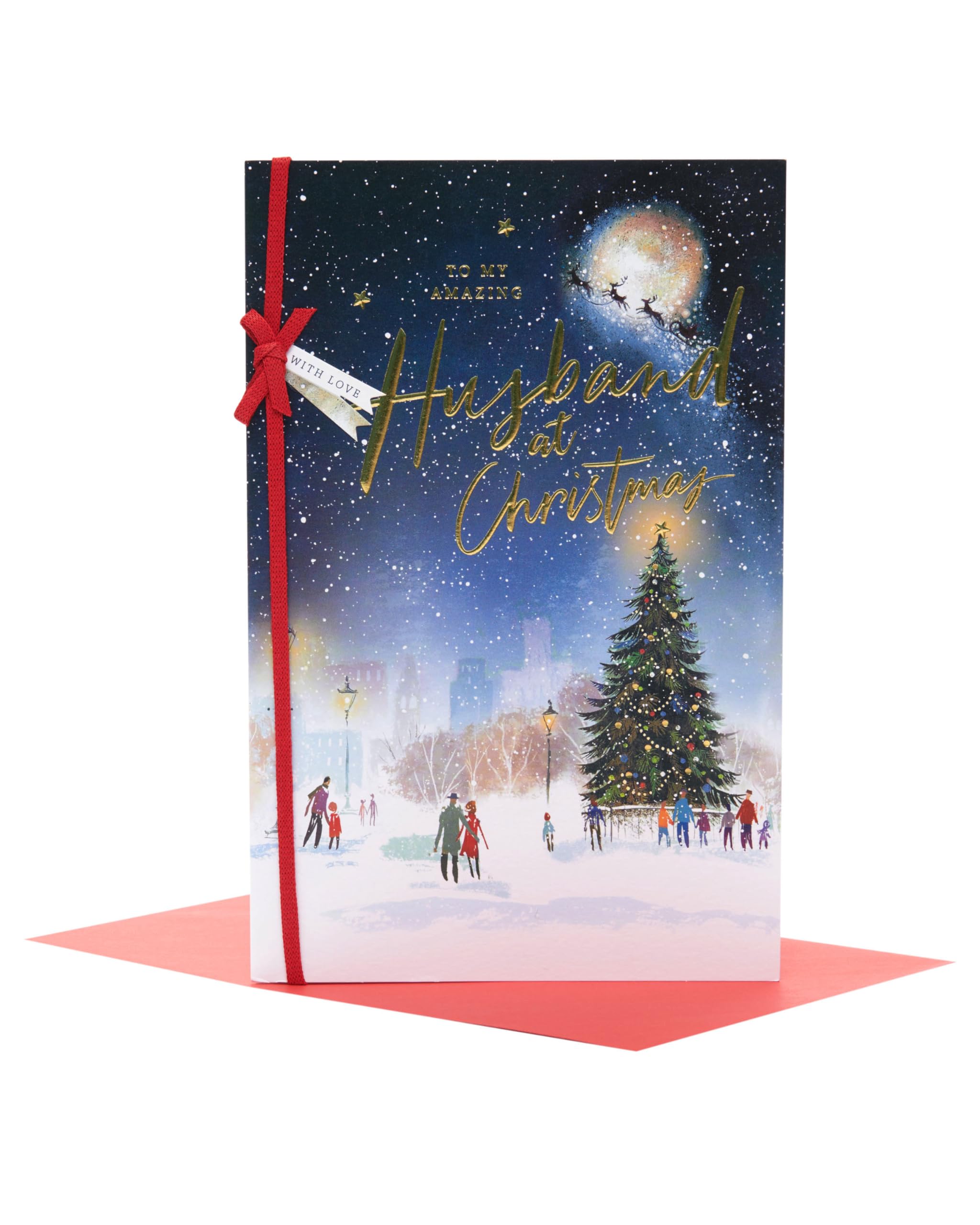 UK Greetings Christmas Card for Husband - Lovely Snow Scene Design