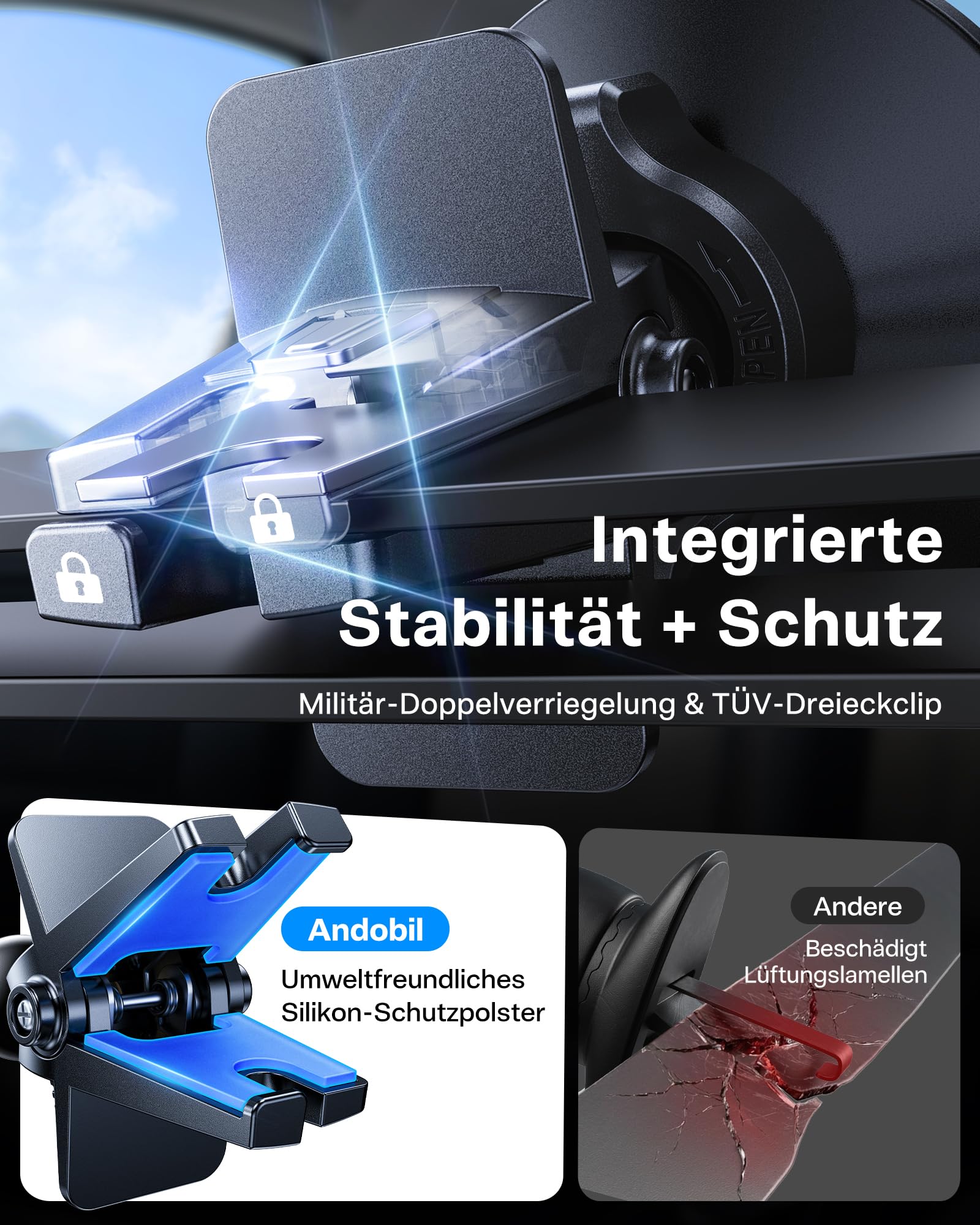 andobil 2026 Upgrade Handyhalterung Auto Magnet [24 x N56 Starker Magnet] für Magsafe Autohalterung, Handy Halterung Auto Lüftung Kompatibel mit iPhone 17 16 15 14 13 Pro Max Samsung S26 25 Ultra usw