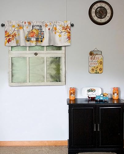Miniatura 3 de Cortinas de otoño de Acción de Gracias, cenefas de ventana, cortinas de cocina de otoño, cenefas con bolsillo para barra, calabaza, hoja de arce