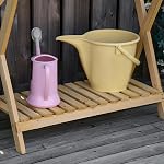 Outsunny Table de rempotage de jardin, station de travail en bois, établi de plantation extérieur avec plateau en métal galvanisé et étagère de rangement