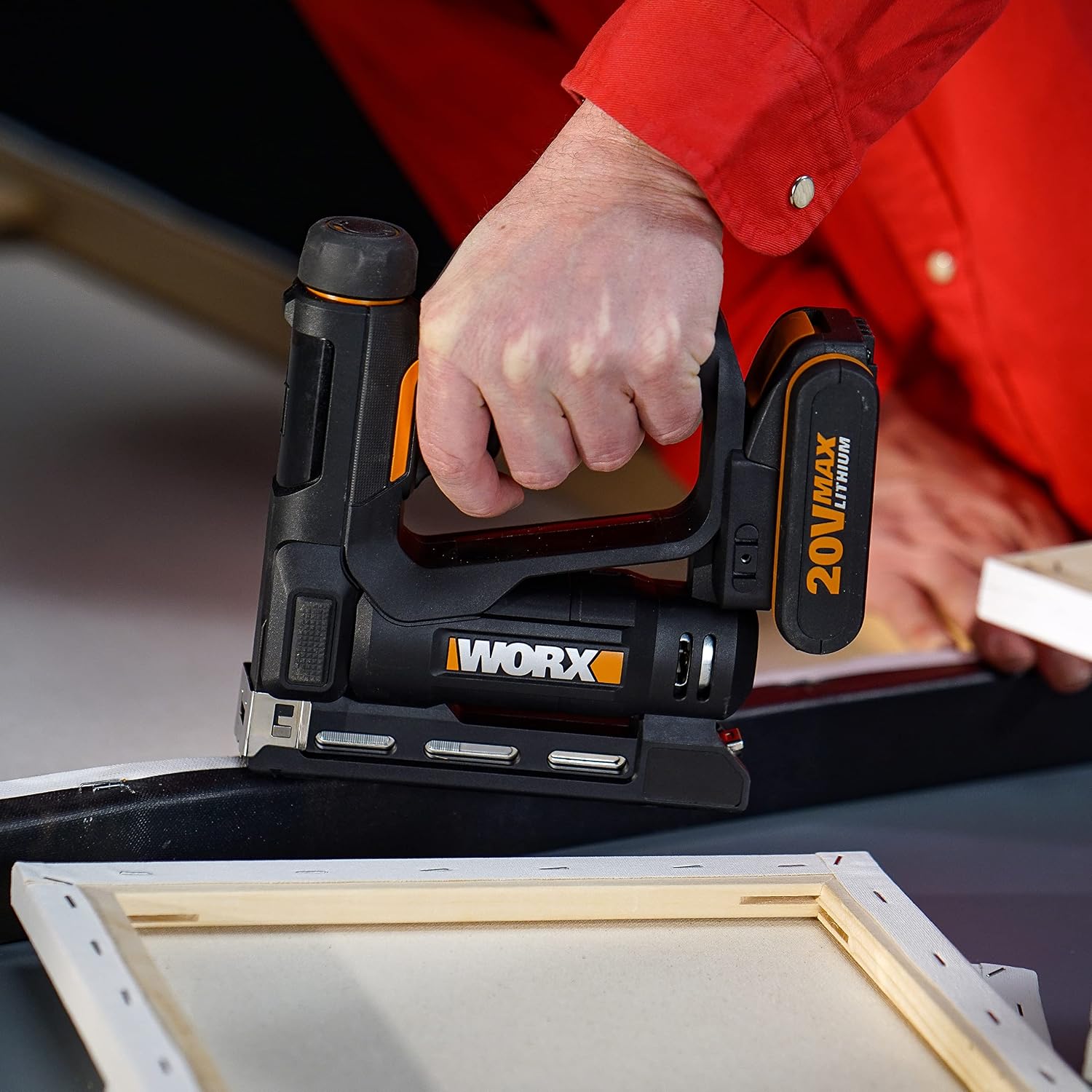 WORX Cordless Stapler-Nailer 20V WX843.9 | Air Impact technology, up to 80 shots/min, tool-free depth adjustment and PowerShare compatible