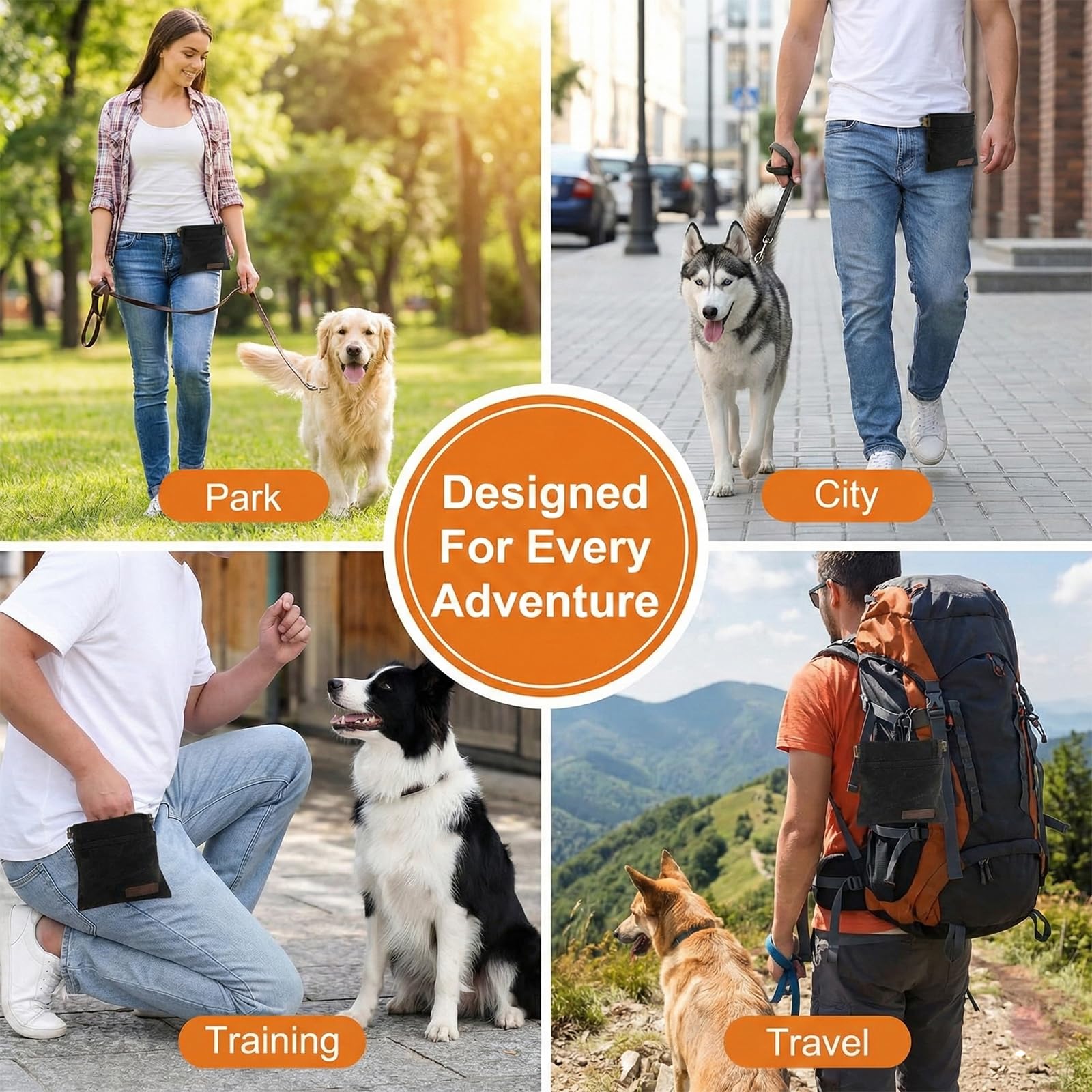 Lot de 2 Sacs à Friandises pour Chien,Pochette de Dressage Portable,Avec Mousqueton,Fermeture Automatique,Sac de Nourriture pour l'entraînement et l'éducation des Chiots