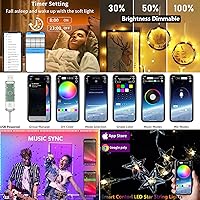 Vista 4 de Comtelek Toldo de cama con luces, cortina de cama con sincronización de música RGB, luces LED de estrella que cambian de color con aplicación remota