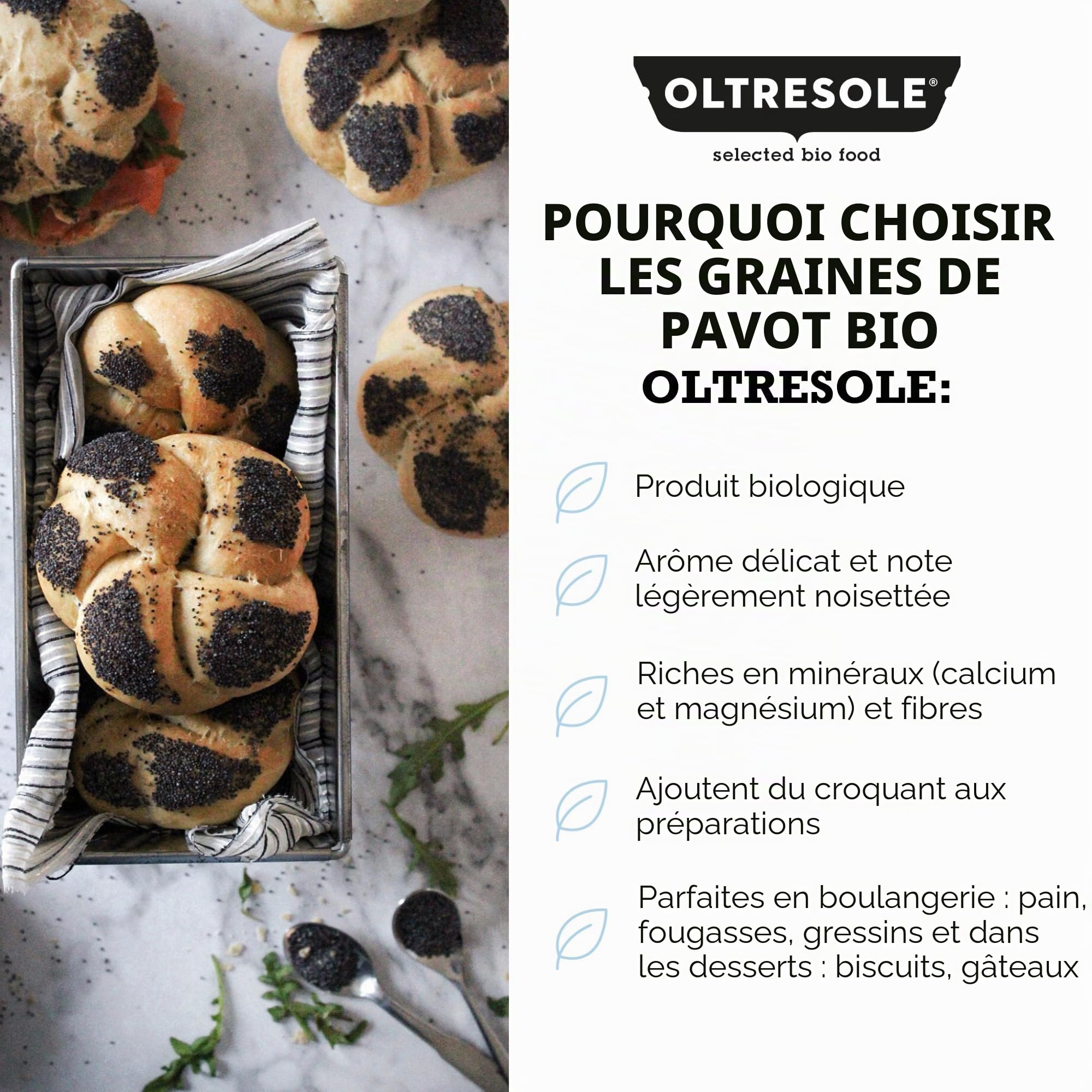 Oltresole, Organic Poppy Seeds 3 kg, Graines de pavot biologiques, riches en nutriments, idéales pour la cuisine et la consommation, format pratique