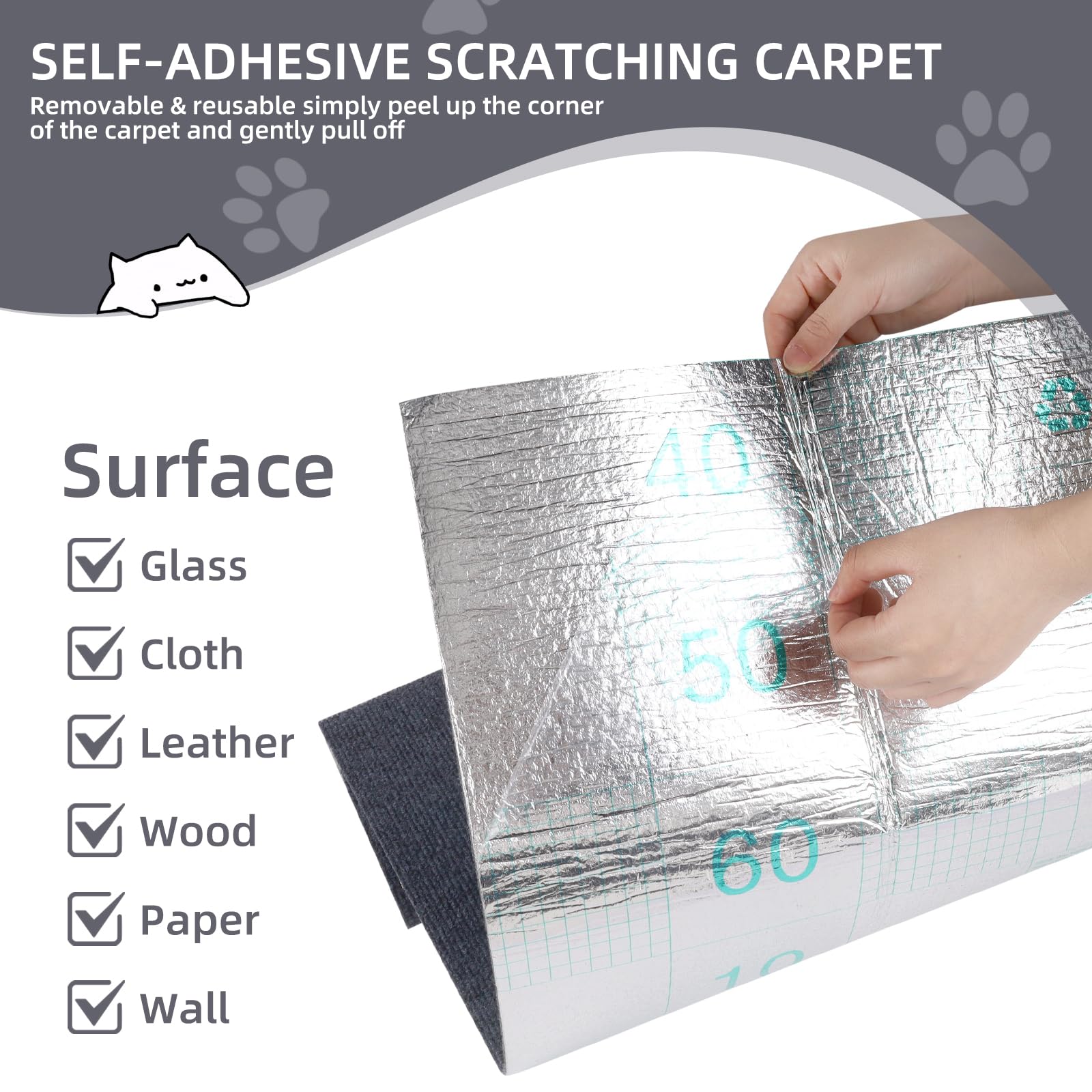 Protezione Divano Graffi Gatto: DIY Tiragraffi per Divano Tappeto Tiragraffi per Gatti Autoadesivo 200x40cm - Ideale per Divani, Mobili e Pareti, Sisal e Moquette (Grigio scuro, 40×200cm)