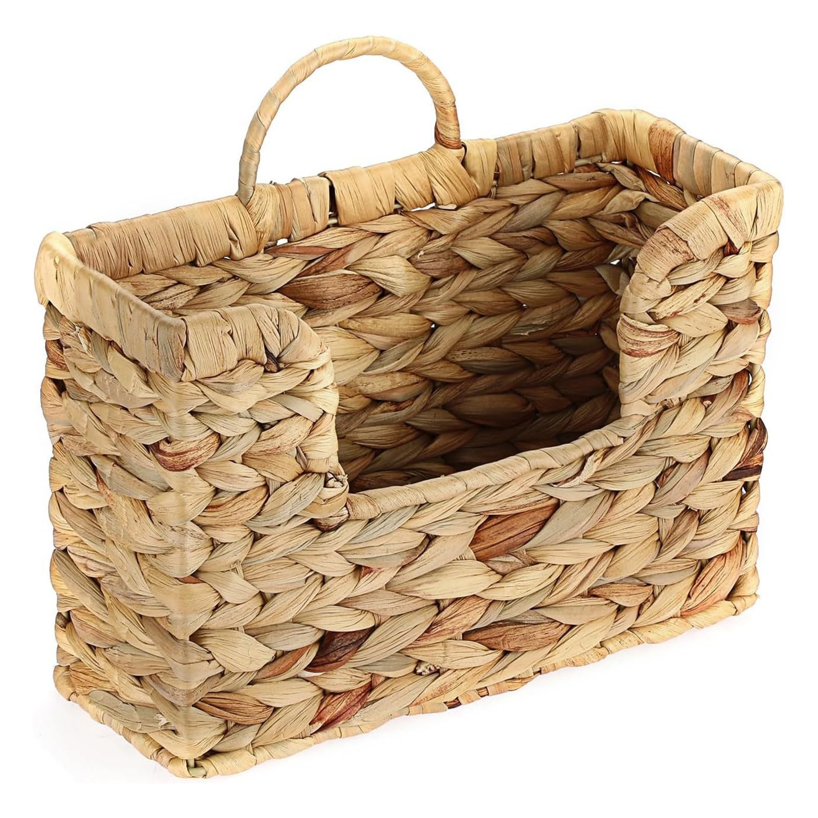 Msioytog Decorative Natural Fiber Wall Mounted Book Holder with Sturdy Construction Ideal for Home Organization 30x20x11cm Plant Fiber Hanger