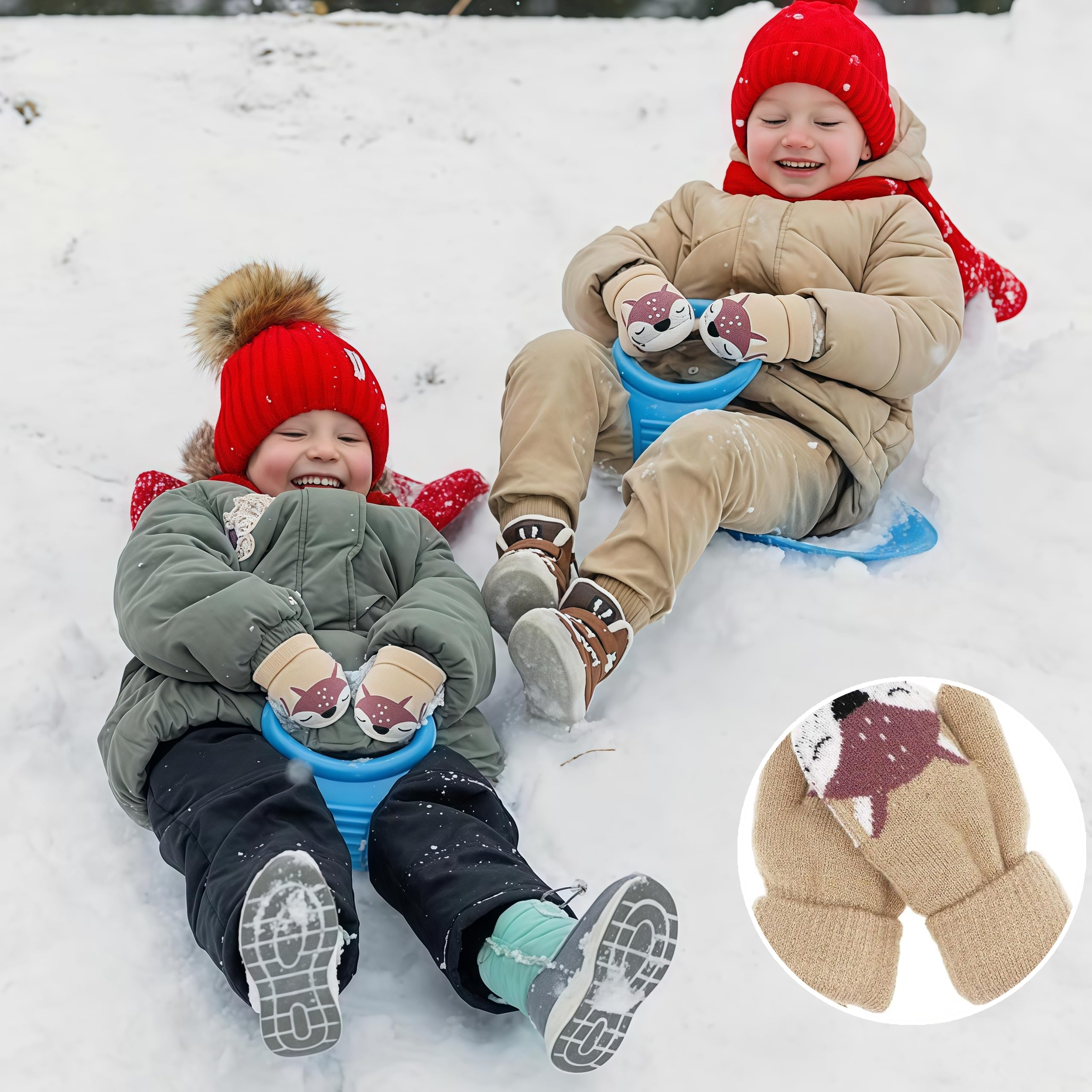 Lot de 2 paires de gants tricotés pour enfants de 0 à 3 ans