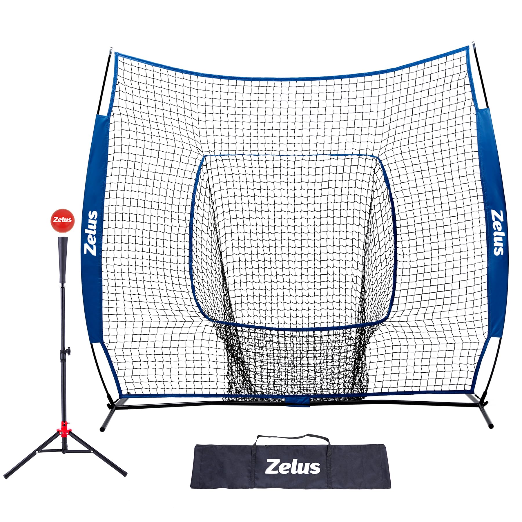 7×7 Baseball Net with Tee Kit, Portable Baseball Net for Hitting and Pitching, Softball Net with Tee, Carry Bag & Weighted Baseball