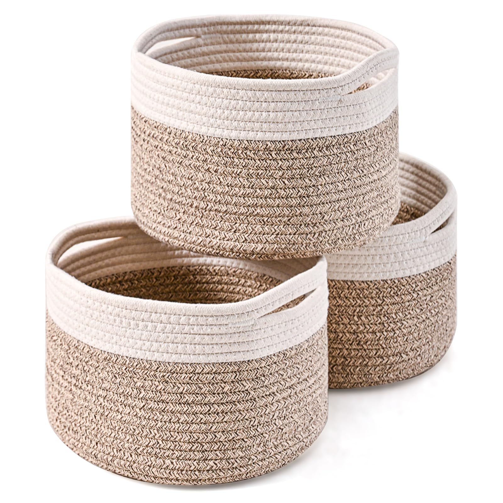 ICERZCZ Small Storage Baskets for Organizing, Organizer Baskets for Shelves, Small Woven Basket for Storage, Cute Brr Basket for Gifts Empty, 9.7"×9.7