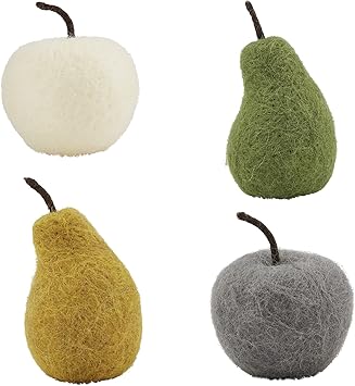 Mud Pie Felted Wool Fruit Decor, 4 Piece Set