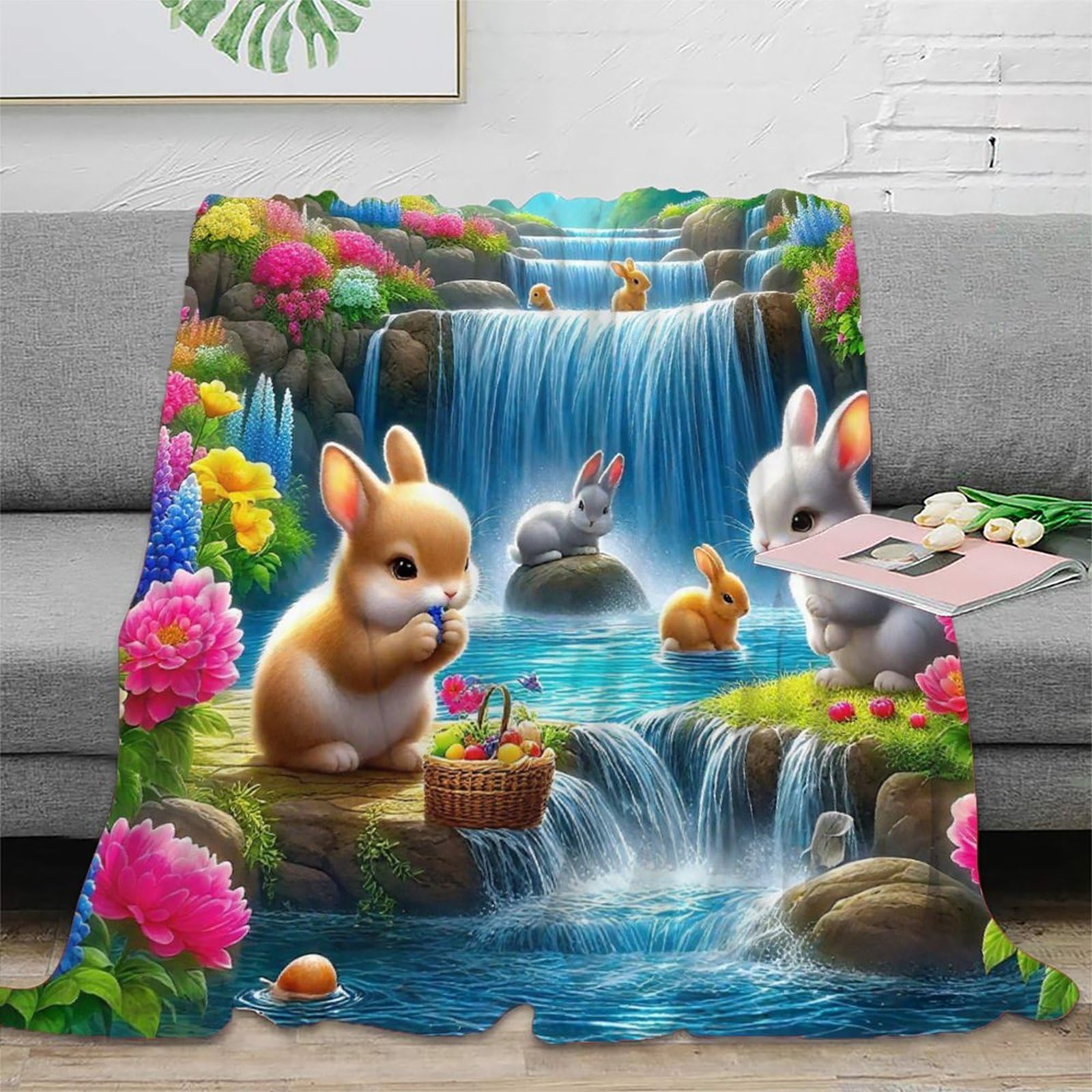 Couverture lit lapin en microfibre chaude et grande couverture douillette canapé 200x230