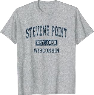Stevens Point Wisconsin WI Vintage Sports Design Navy Print T-Shirt