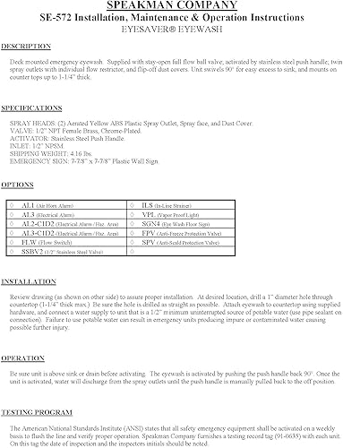 Miniatura 4 de Speakman SE-572 - Lavado de ojos de emergencia de laboratorio montado en la encimera, cromo pulido