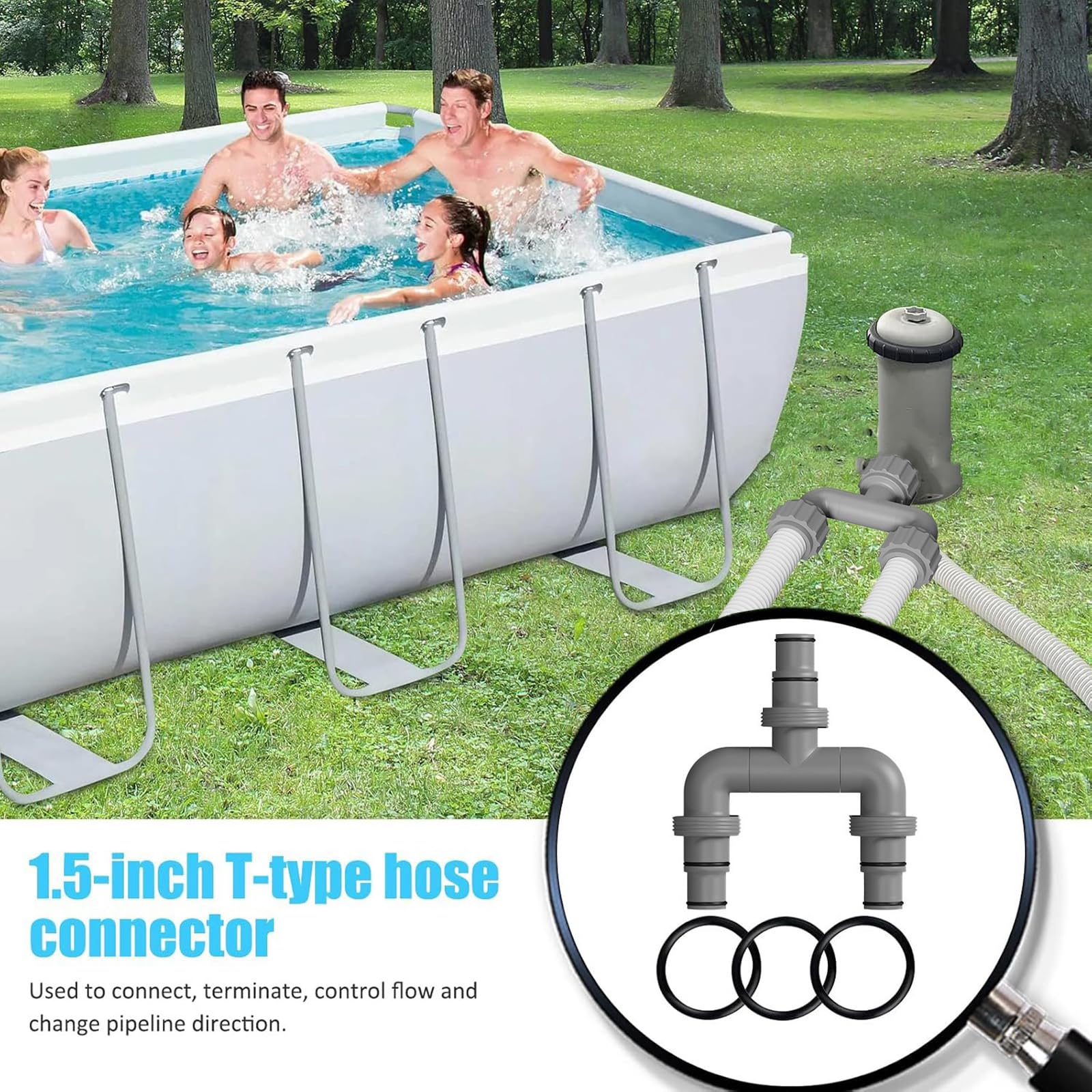 KKXXYQFC Adaptador de Manguera de Piscina Acoplador de interconexión con Juntas tóricas de Goma Junta de tubería de Repuesto para Piscinas al Aire Libre domésticas Junta de tubería de Repuesto para