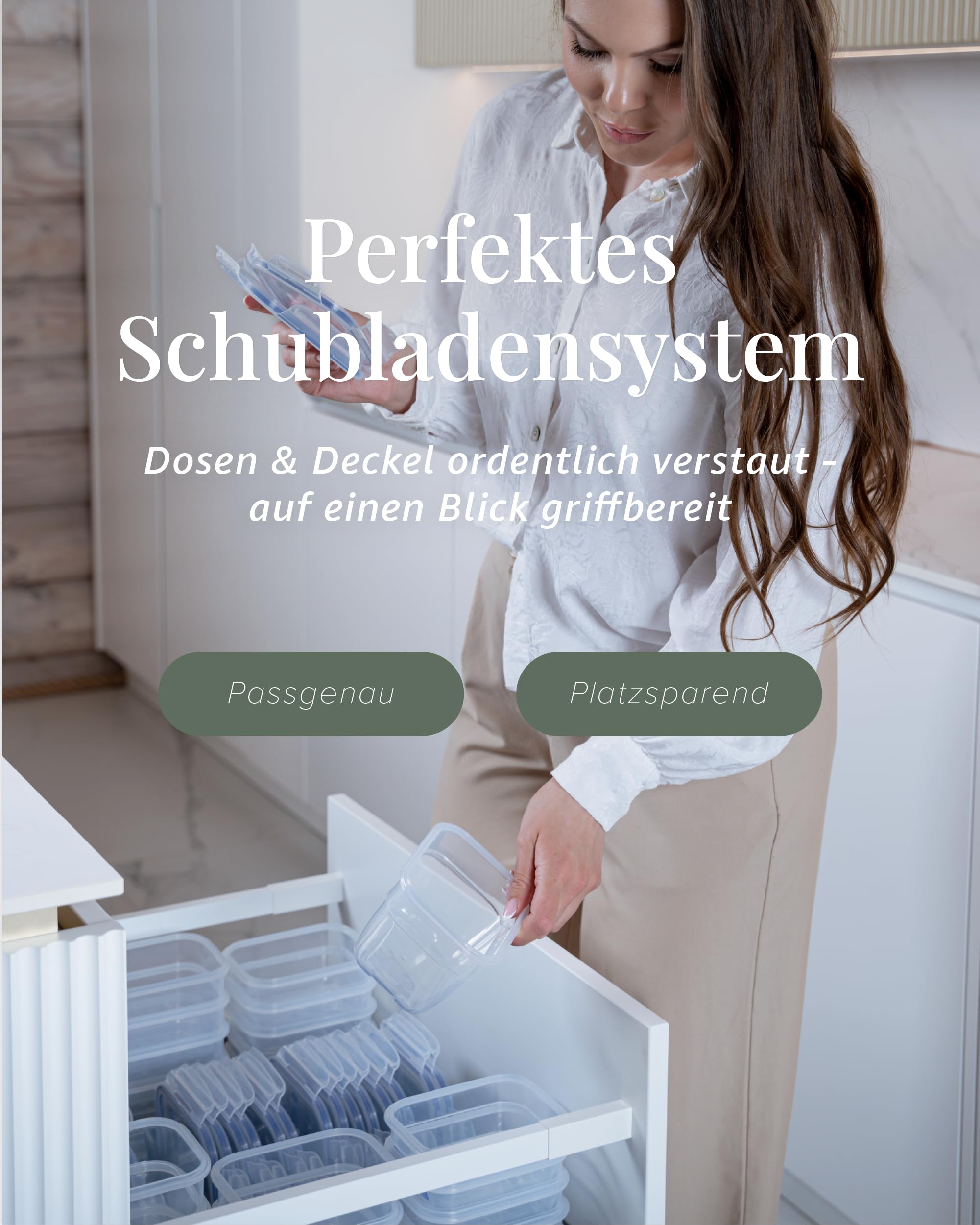 Nest24 Küchen Organizer Set – 24 LocknLock-Vorratsdosen luftdicht mit Deckel, stapelbare Aufbewahrungsboxen für Lebensmittel, Schubladen-Ordnungssystem Küche & Küchenschrank