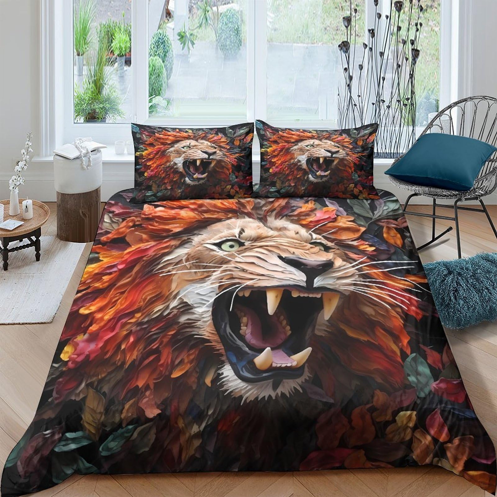 Ctjqhvkz Style-1 3D Printed Roaring Lion Fitted Sheet Microfiber Soft Anti-Slip Mattress Cover For Bedroom Dorm Apartment Decor Single（135X200cm）