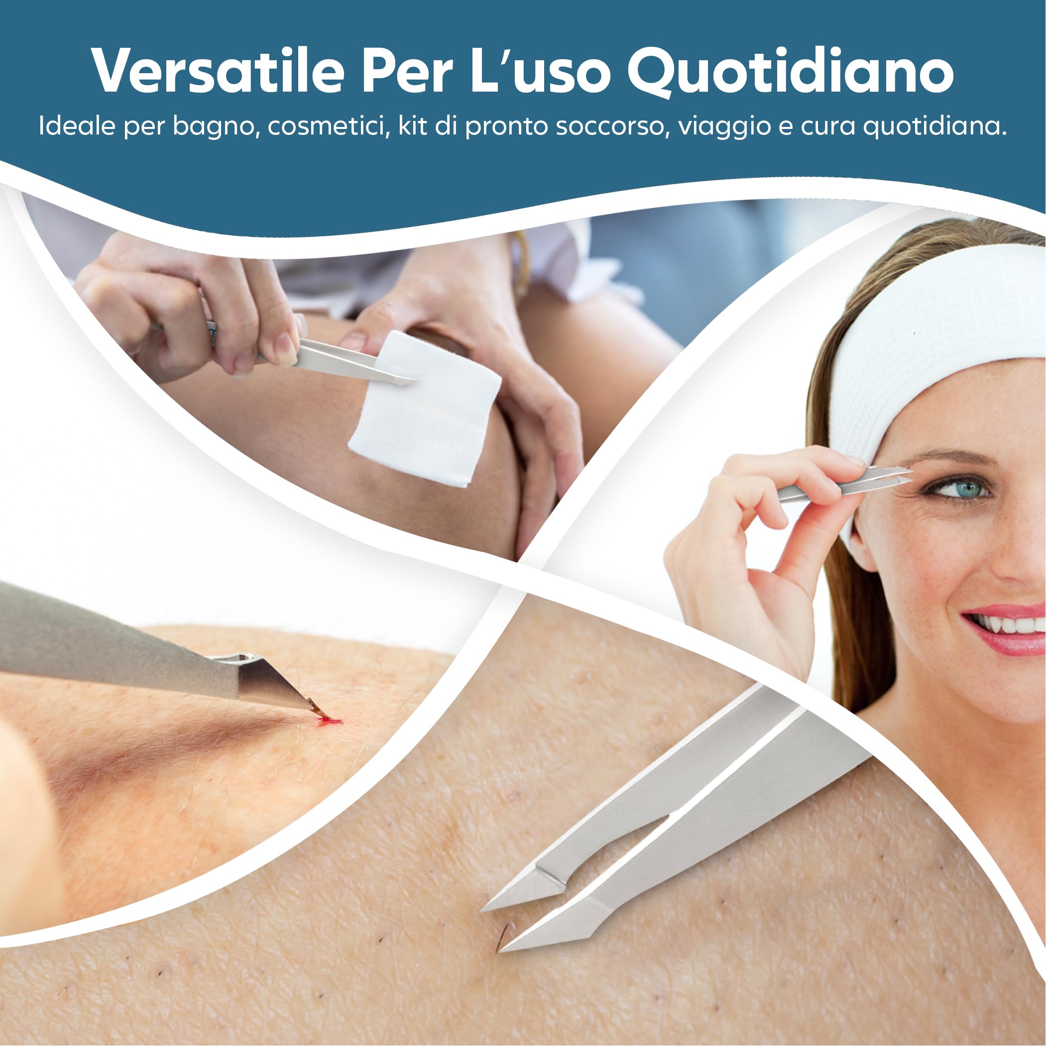 REMOS Pinzetta combinata in acciaio inox 9,5 cm - 2in1 per doppie punte e capelli - Satinato