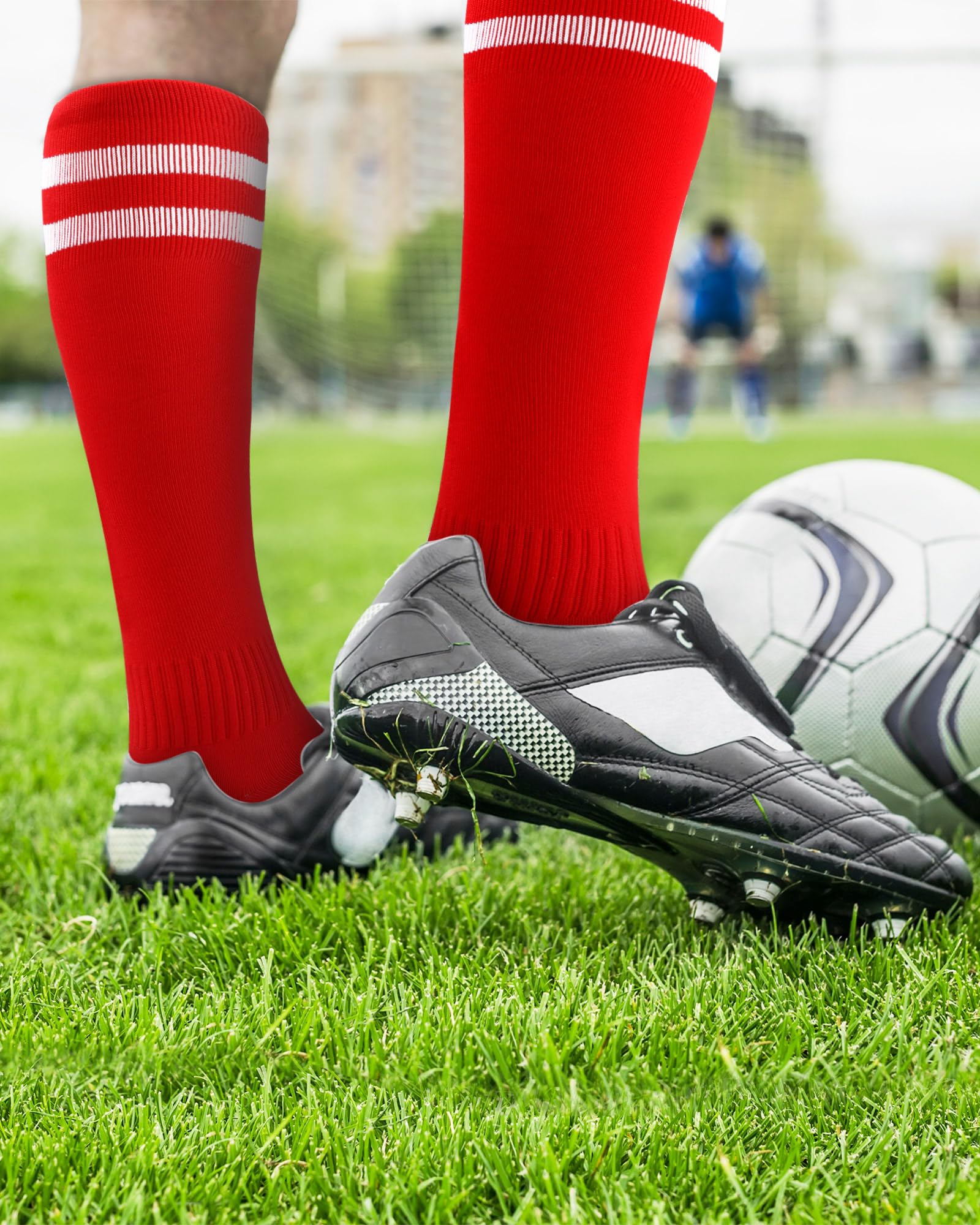 Sintuff 18 paia di calzini da calcio colorati alti al ginocchio calzini elastici da calcio baseball a righe calzini per uomini donne adolescenti squadra