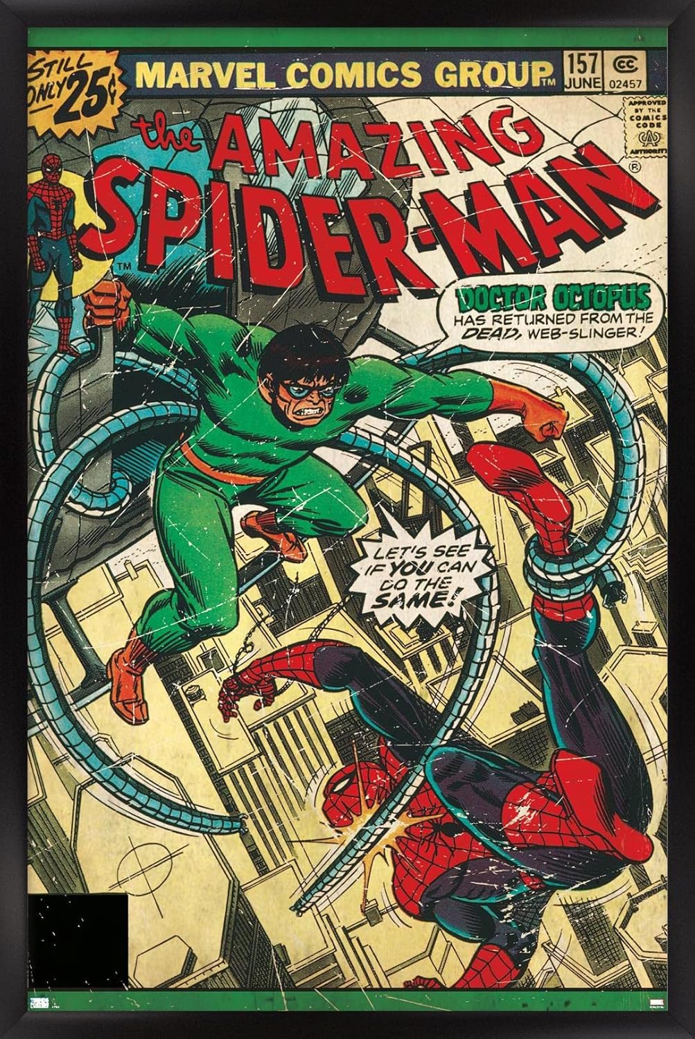 Marvel Comics Spider-Man - Amazing Spider-Man #157 Wall Poster, 22.4L" x 14.7W", Black Framed Version
