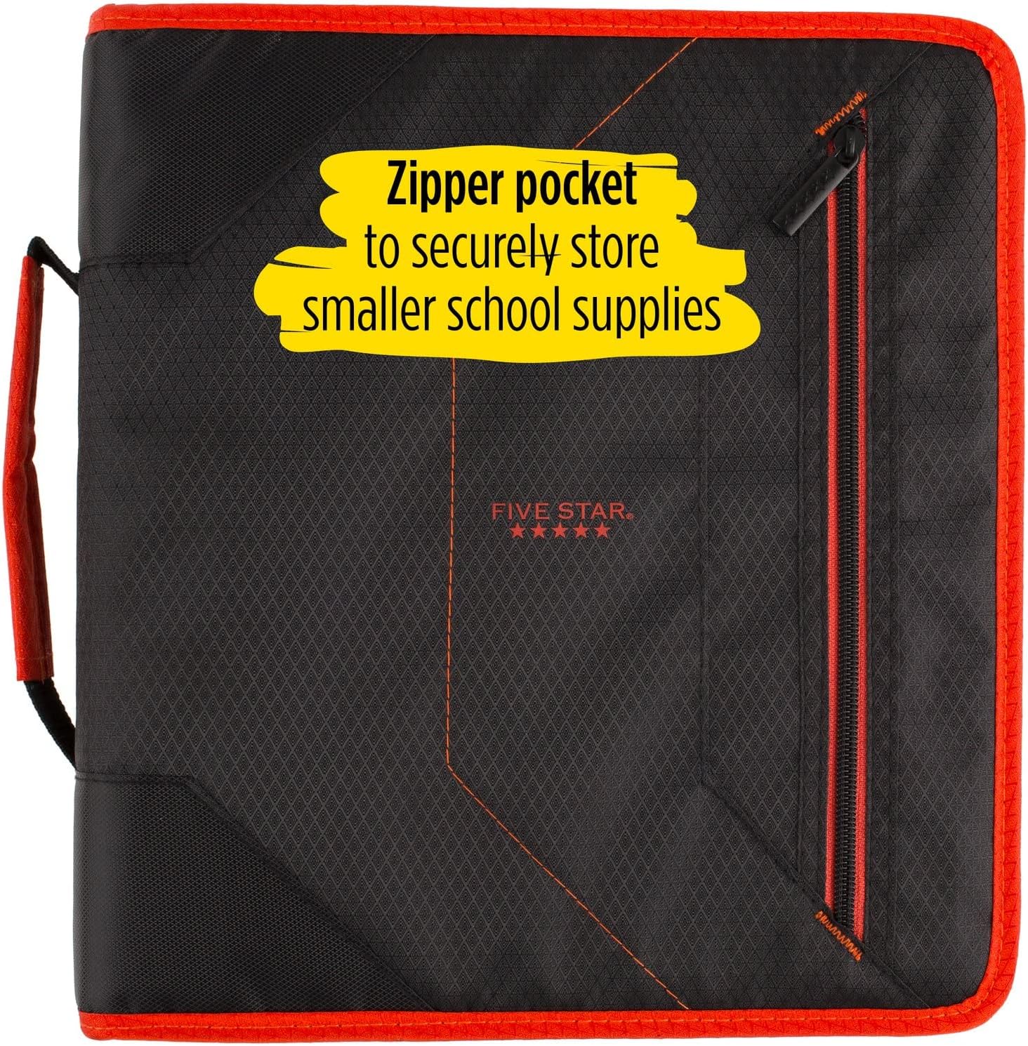 Five Star Zipper Binder, 2 Inch 3-Ring Binder with Removable File Folders, 530 Sheet Capacity, Red/Black (29036CE8)