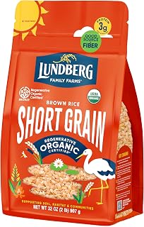 Lundberg Organic Short Grain Brown Rice 32oz - Nutty Aroma, Sticky Texture, Whole Grain, Gluten-Free Vegan