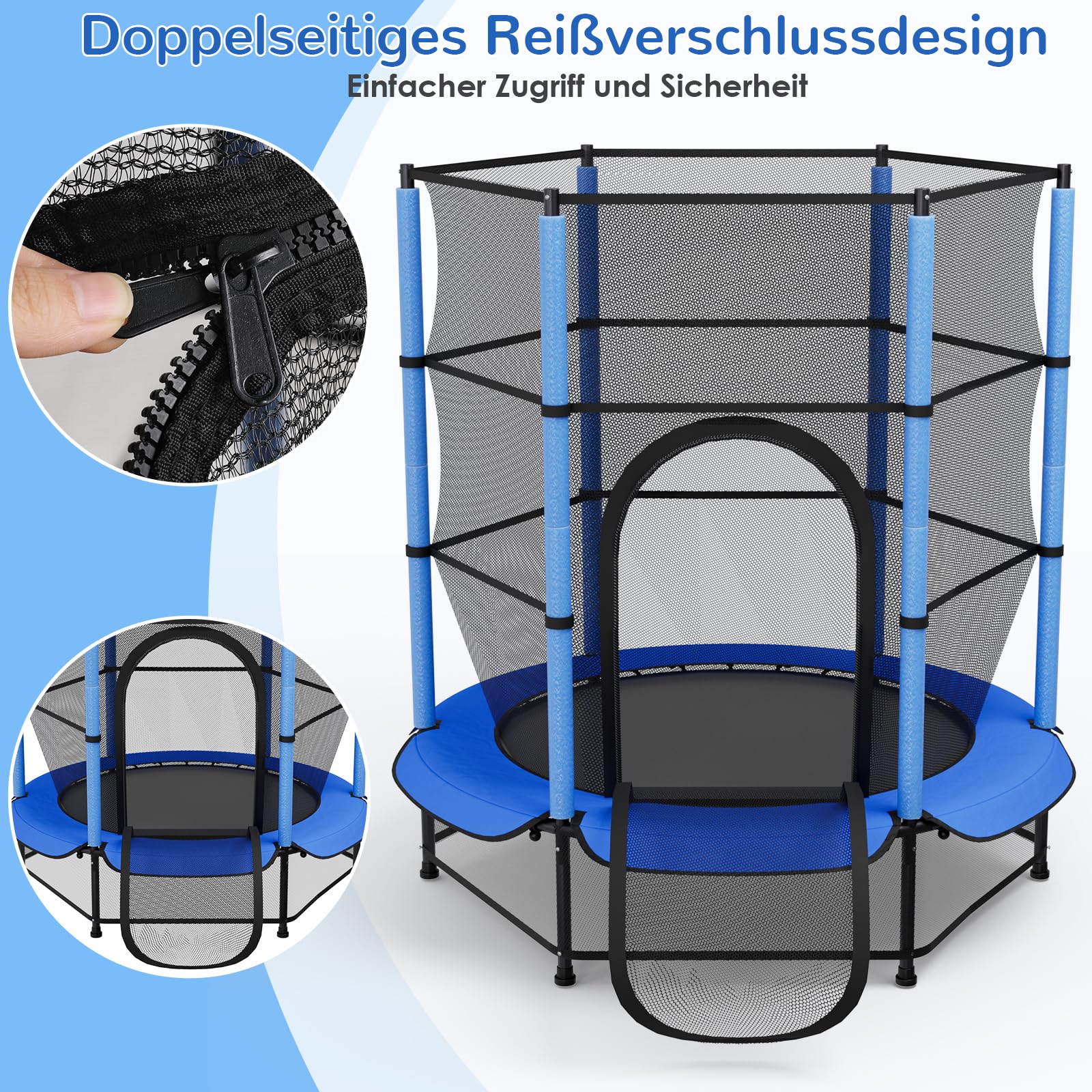 LIFERUN Trampolín para niños, para Exteriores, diámetro de 140 cm, para Interiores y niños, con Red de Seguridad, para Entrenamiento y Entretenimiento, hasta 50 kg, Juguete para niños