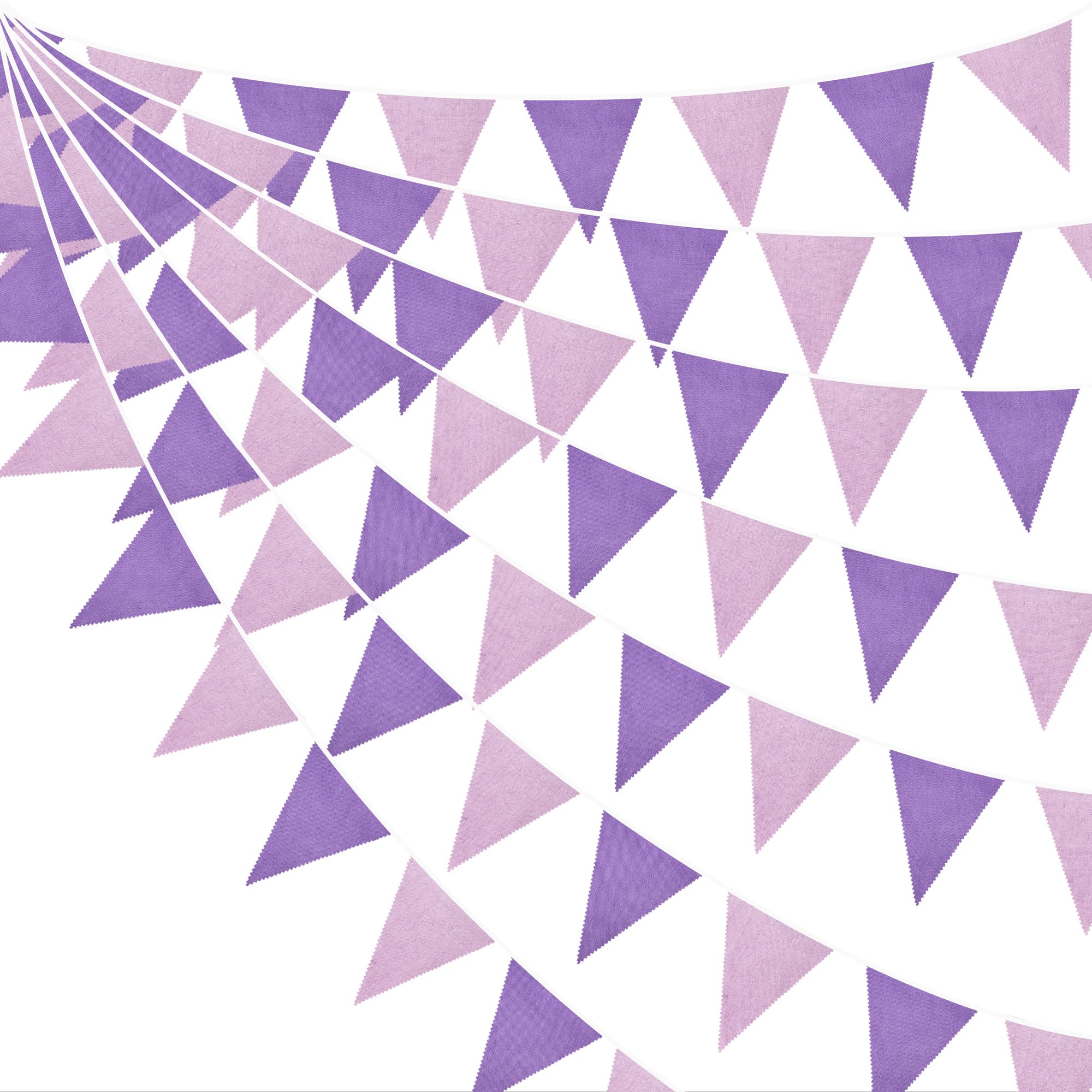 46Ft Vintage Purple Burlap Banner Triangle Flag Party Decorations Retro Purple Linen Fabric Pennant Bunting Streamer for Rustic Lavender Lilac Violet Graduation Birthday Wedding Baby Shower Party
